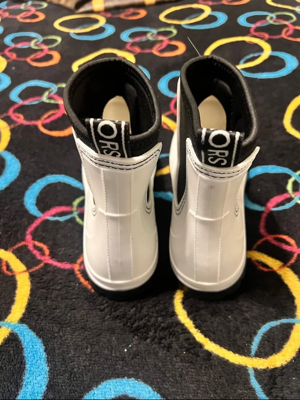 Michael Kors White & Black Chelsea Rain Ankle Boots